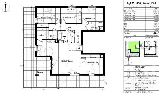 Appartement T5 à vendre - 5 pièces - 112,30 m2 - Givors - 69 - RHONE-ALPES